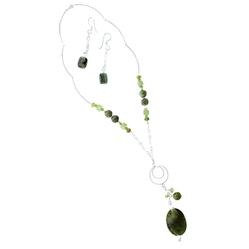 Collar Plata 925 Y Piedra Natural Verde - Modelo 110003