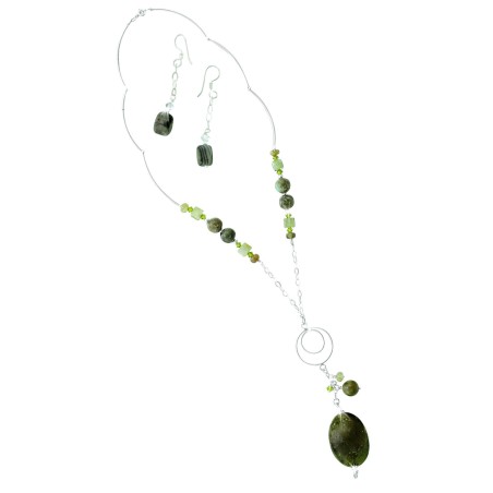 Collar Plata 925 Y Piedra Natural Verde - Modelo 110003