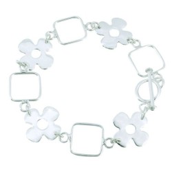 Pulsera Plata 925 Cuadro Y Flor | Jazmín Joyas Guatemala