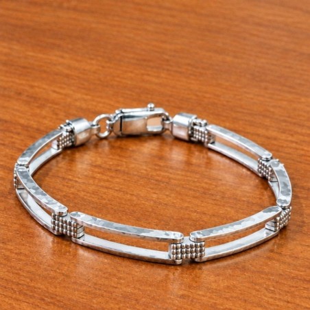 Pulsera para niña de plata 925 con eslabones rectangulares calados (5