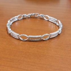 Pulsera de plata 925 con eslabones ovalados y rectangulares doble