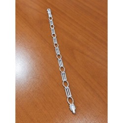 Pulsera de plata 925 con eslabones ovalados y rectangulares doble