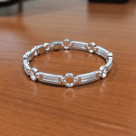 Pulsera para niña de plata 925 con eslabones de doble barra y puente