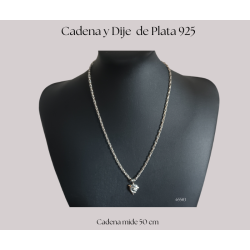 Juego Cadena de plata 925 con dije de delfin con piedra blanca