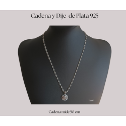 Juego Cadena de plata 925 italiana con dije de estrella con piedras blancas dentro de círculo