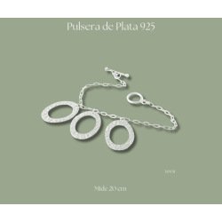 Pulsera de óvalos de plata martillada 925