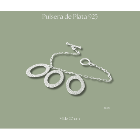 Pulsera de óvalos de plata martillada 925