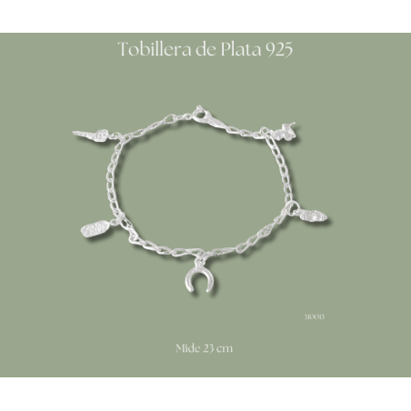 Tobillera de plata 925 de herradura y caballo de mar