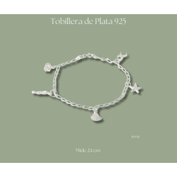 Tobillera de plata 925 de estrella de mar y caballo de mar