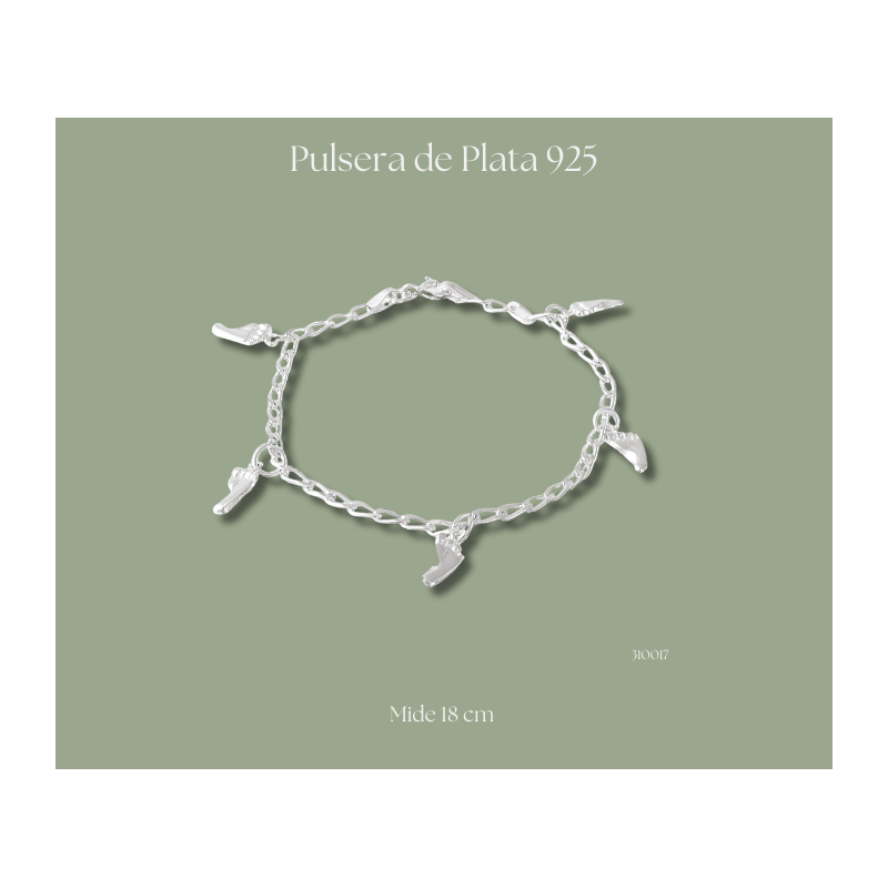 Pulsera de plata 925 piesitos