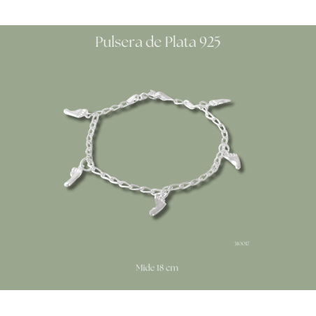 Pulsera de plata 925 piesitos