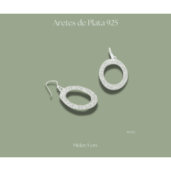 Aretes de plata 925 con óvalo martillado