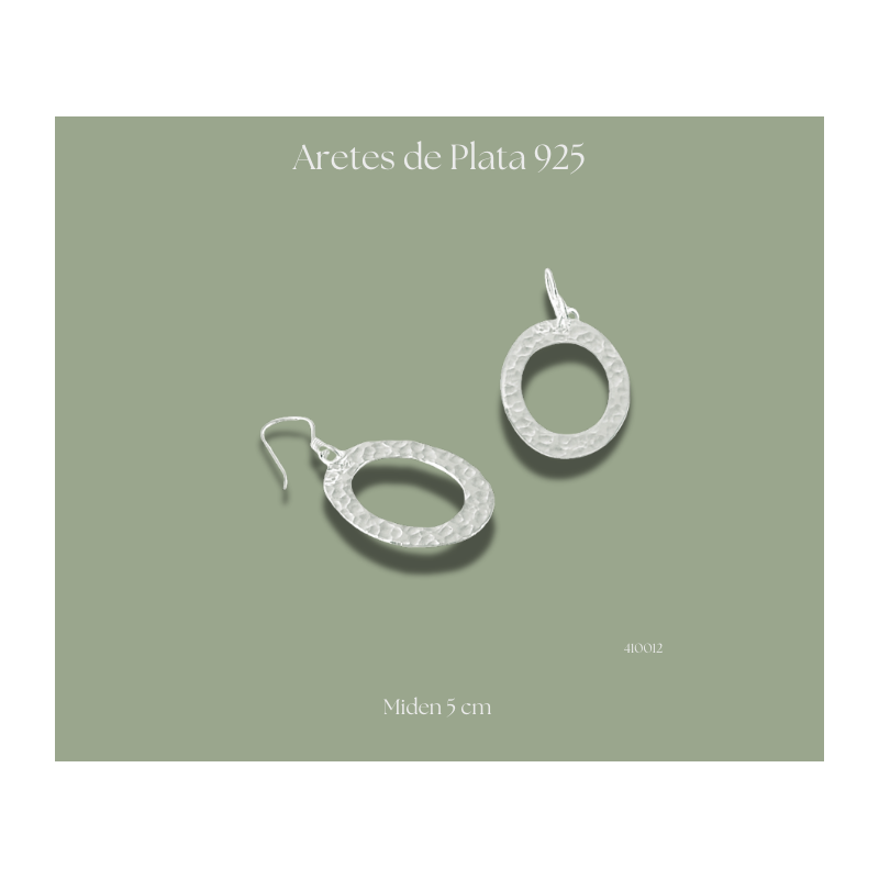 Aretes de plata 925 con óvalo martillado