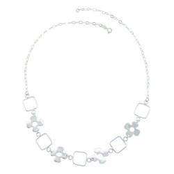 Collar Plata 925 Cuadro Y Flor - Modelo 210018