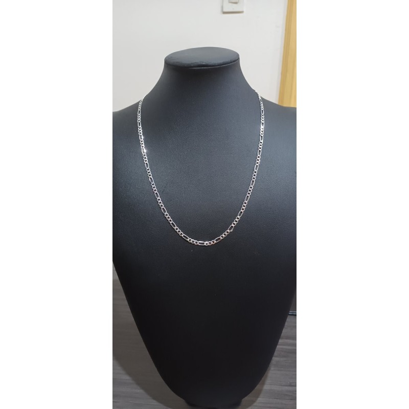 Cadena Plata 925 Fígaro Plana 3X1 55Cm 3Mm | Jazmín Joyas Guatemala