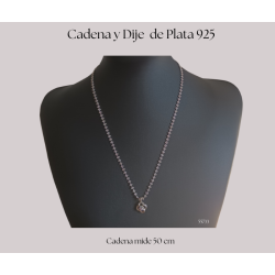 Juego Cadena de plata 925 italiana con dije de flor con piedras