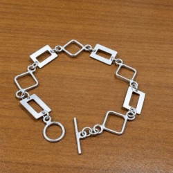 Pulsera de plata 925 con placas rectangulares caladas geométricas y